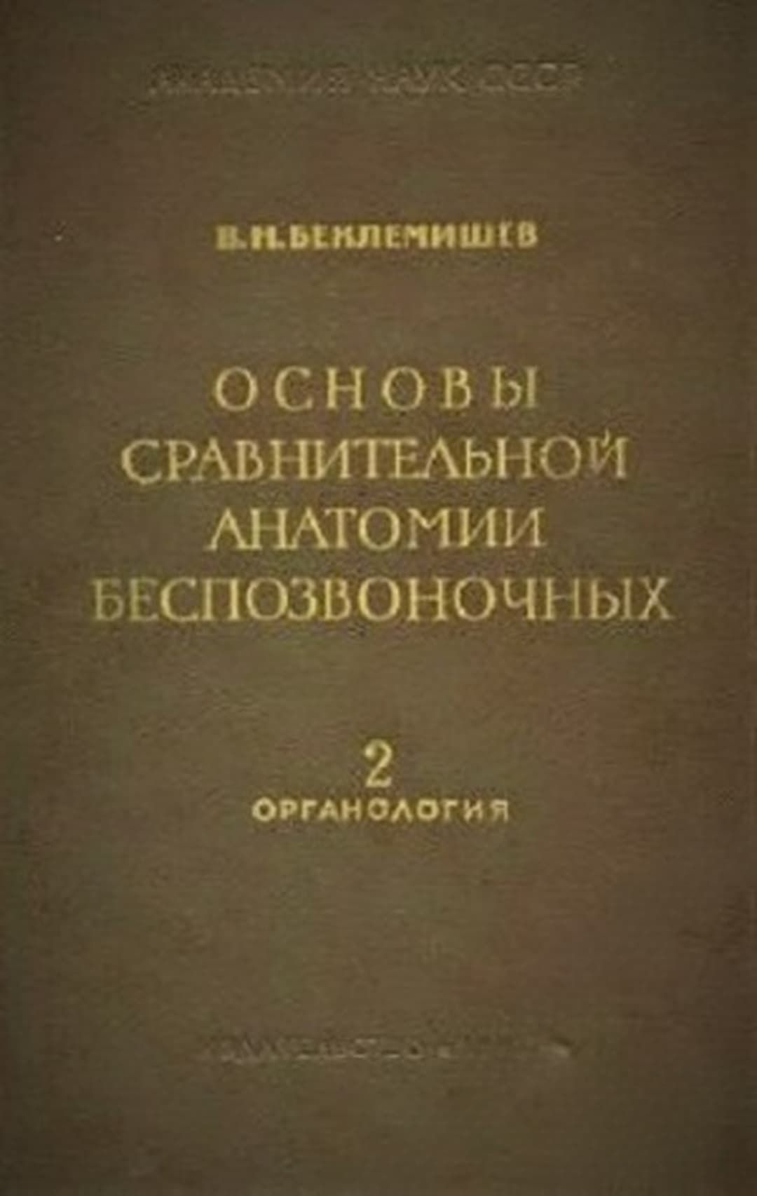 Основы сравнительной анатомии беспозвоночных. Том 2: Органология — обложка