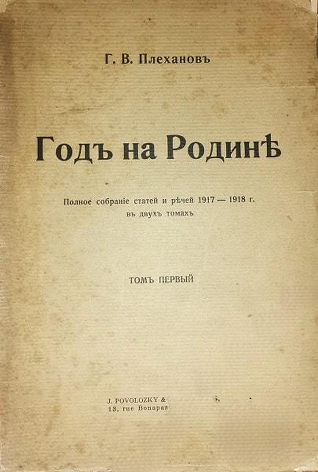 Годъ на родине. Том 1 — обложка